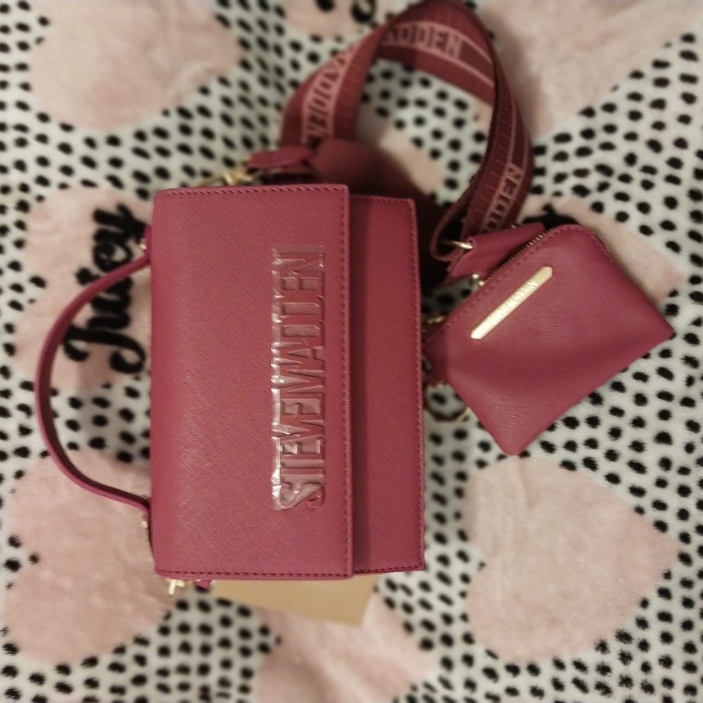 Steve Madden Burgundy Crossbody Bag With Coin Purse